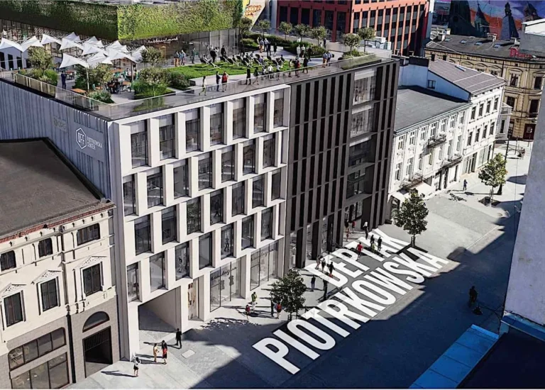 widok na budynek FERN od deptaku Piotrkowska